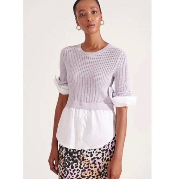 Veronica Beard Kaley Mixed Media Layered Sweater Shirt Metallic Size XS Women's - Picture 2 of 12